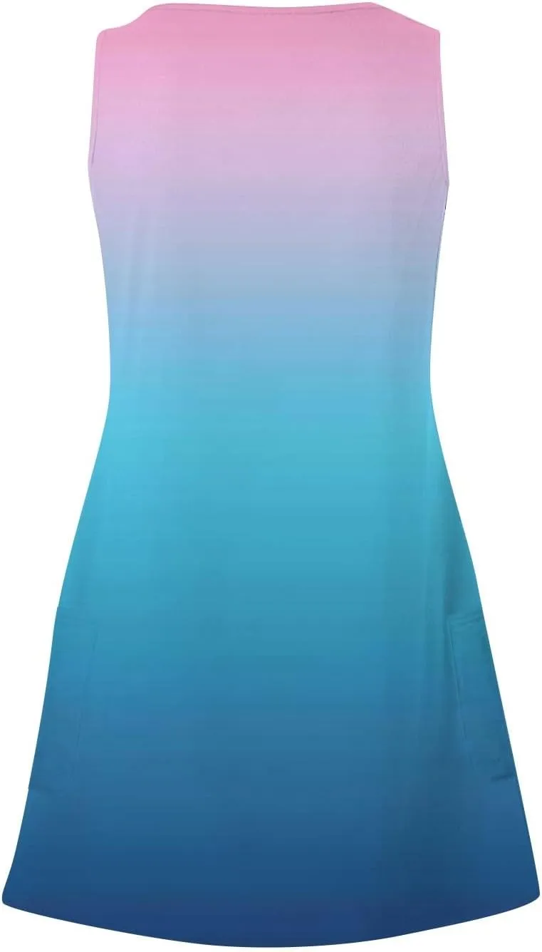 DPKLAD Summer Dresses for Women 2025 Casual Loose Sleeveless Sundresses Beach Dress Solid Dresses with Pockets