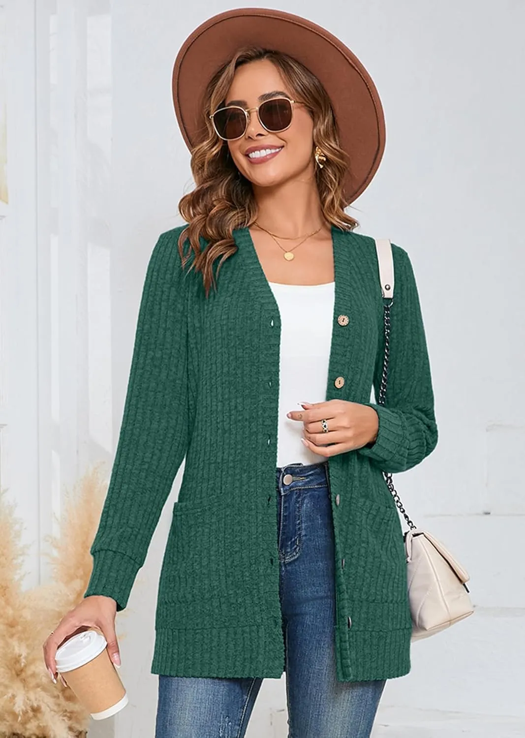 Heymoments Lightweight Open Front Cardigan Sweater for Women Long Sleeve Causal Bolero Button Down Soft Outwear Tops