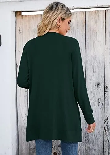 Heymoments Lightweight Open Front Cardigan Sweater for Women Long Sleeve Causal Bolero Button Down Soft Outwear Tops