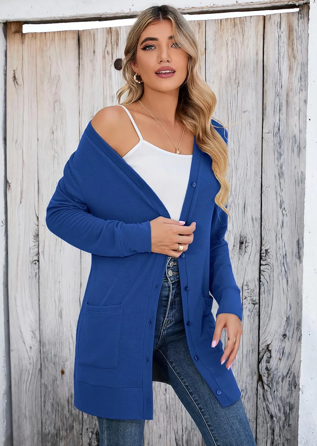 Heymoments Lightweight Open Front Cardigan Sweater for Women Long Sleeve Causal Bolero Button Down Soft Outwear Tops