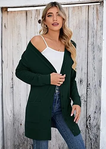 Heymoments Lightweight Open Front Cardigan Sweater for Women Long Sleeve Causal Bolero Button Down Soft Outwear Tops