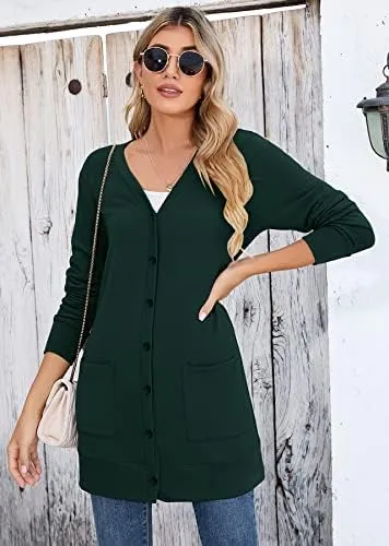 Heymoments Lightweight Open Front Cardigan Sweater for Women Long Sleeve Causal Bolero Button Down Soft Outwear Tops