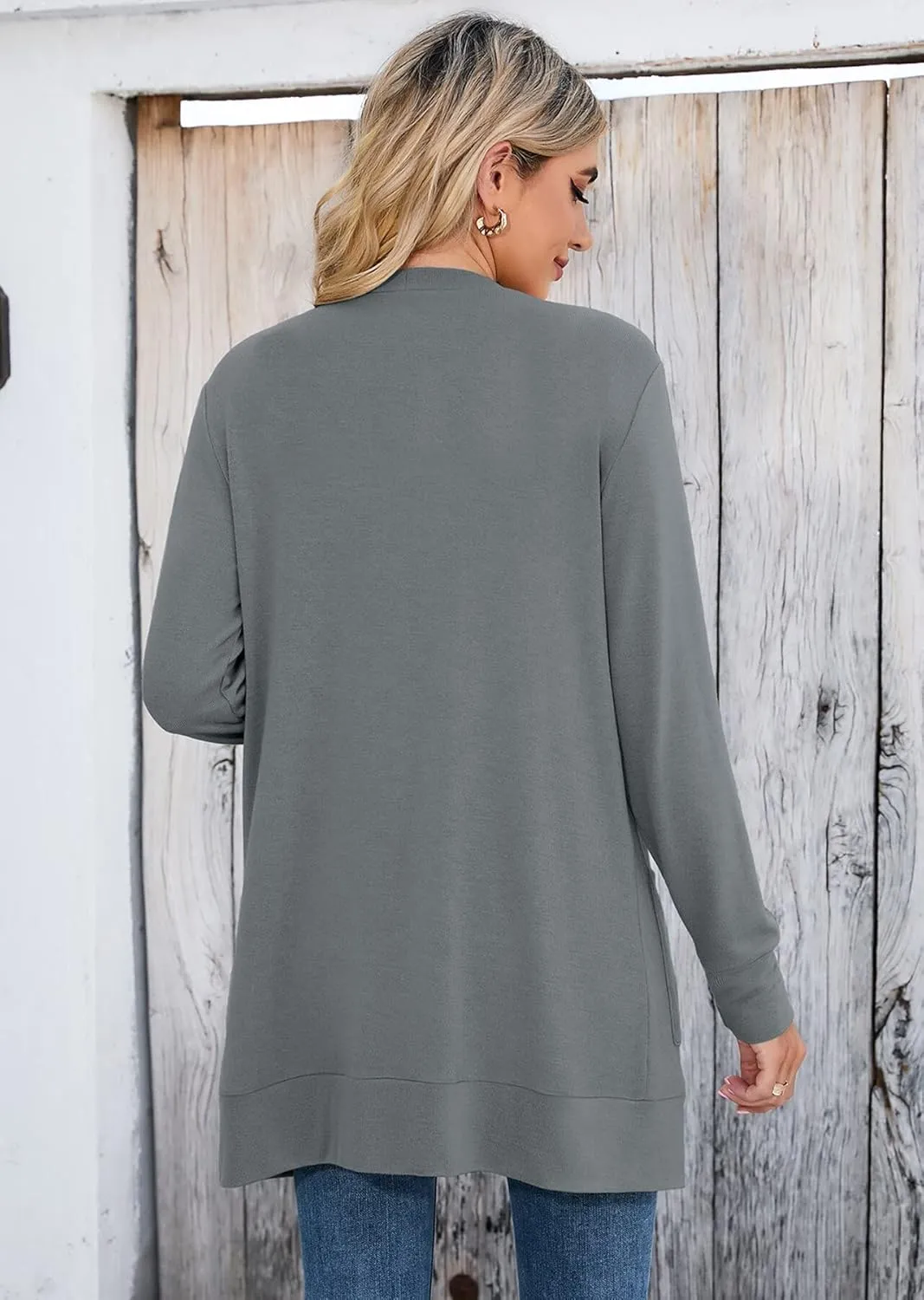 Heymoments Lightweight Open Front Cardigan Sweater for Women Long Sleeve Causal Bolero Button Down Soft Outwear Tops
