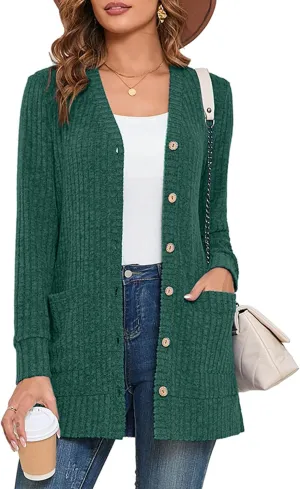 Heymoments Lightweight Open Front Cardigan Sweater for Women Long Sleeve Causal Bolero Button Down Soft Outwear Tops
