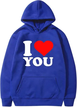 I Love You Sweatshirt Womens Long Sleeve Pullover Tops with Pockets Oversized Hoodies Baggy Tunic Tops Blouse