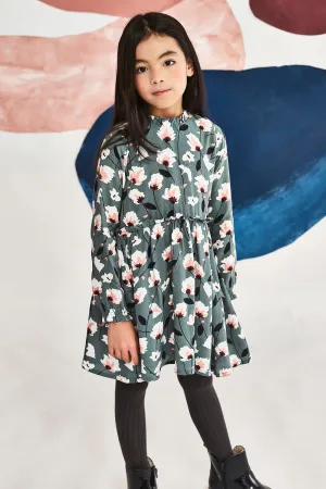 Jean Bourget Lagoon Blue Floral Girls Dress (Size 3 left)
