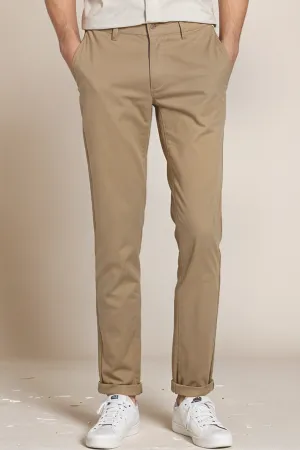 Khaki Textured Cotton Chinos Pants