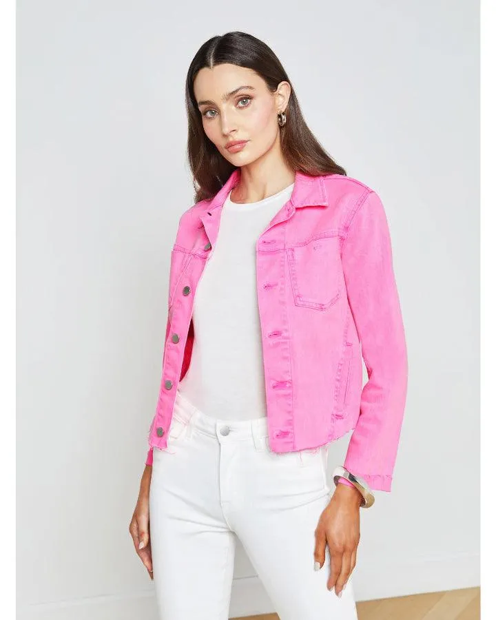 L'Agence Janelle Denim Raw Hem Jacket