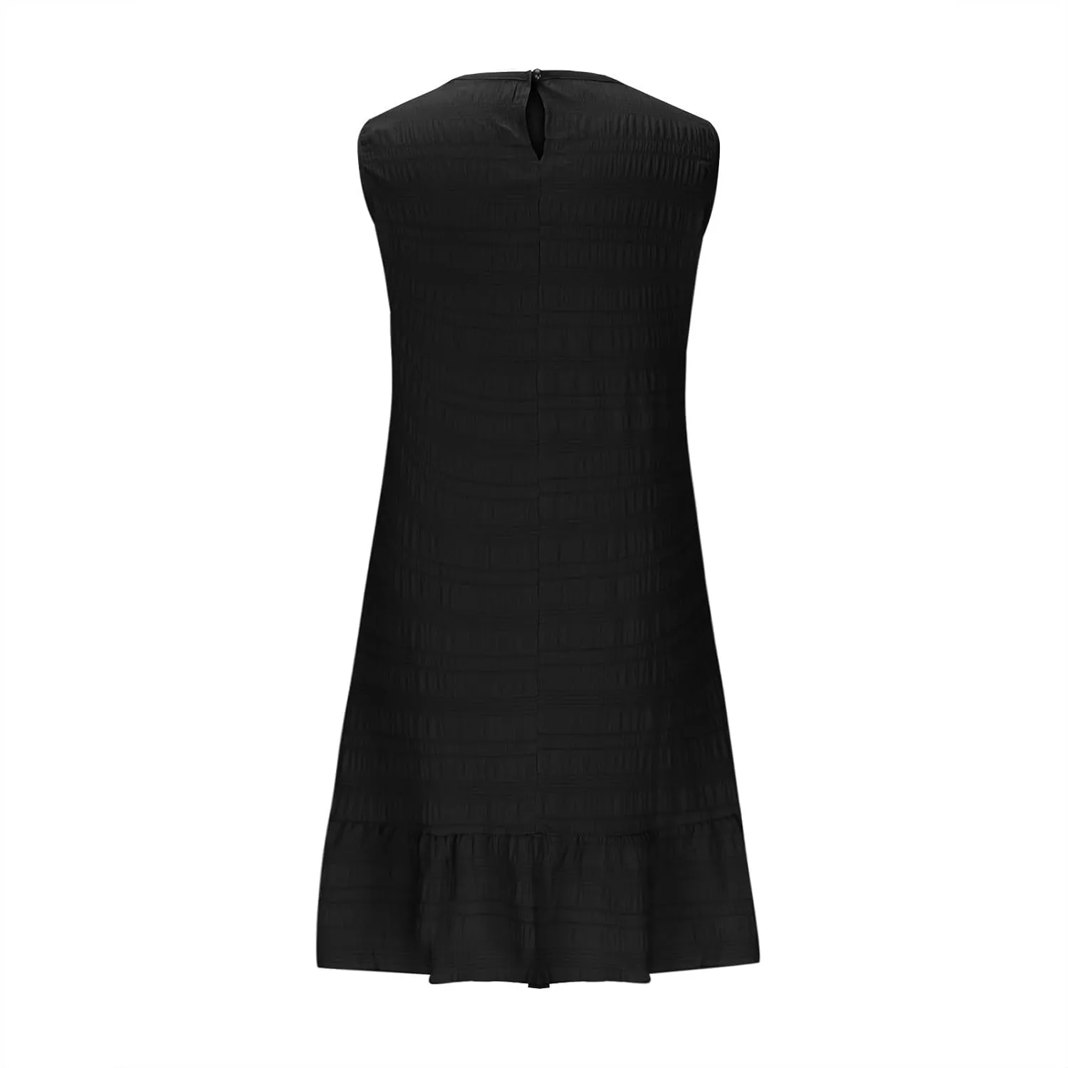 Lmdudan 2025 Summer Dress for Women Ruffle Hem Swing Mini Dress Sleeveless Tank Dresses Round Neck Casual Smock Sundress