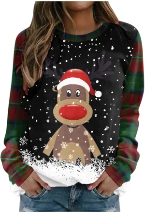 maisdgop Ugly Christmas Sweater Women Pretty Printed Crewneck Blouse Winter Holiday Sweatshirts Casual Long Sleeve Pullover