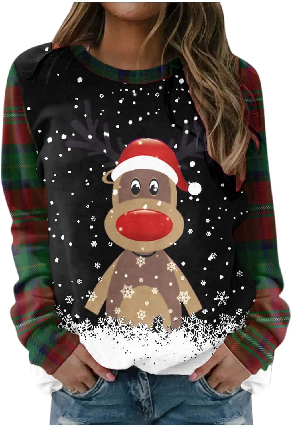 maisdgop Ugly Christmas Sweater Women Pretty Printed Crewneck Blouse Winter Holiday Sweatshirts Casual Long Sleeve Pullover