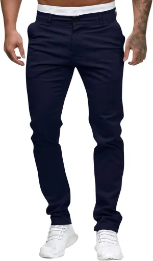 Mens Chinos Slim Fit Pants Flat Front Skinny Straight Leg Dress Pants Stretch Lightweight Comfy Casual Trousers with Pockets
