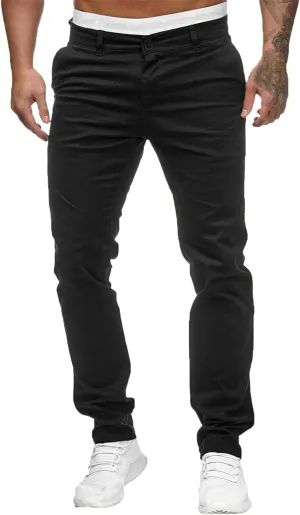 Mens Chinos Slim Fit Pants Flat Front Skinny Straight Leg Dress Pants Stretch Lightweight Comfy Casual Trousers with Pockets