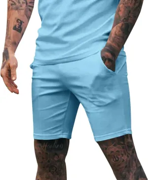 Men's Classic Fit Flat Front Shorts Stretch Solid Color Chino Shorts Lightweight Athletic Workout Gym Shorts Pants