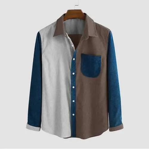 Mens Corduroy Hit Color Shirts