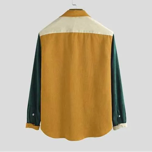 Mens Corduroy Hit Color Shirts