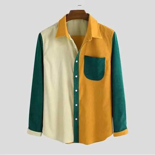 Mens Corduroy Hit Color Shirts