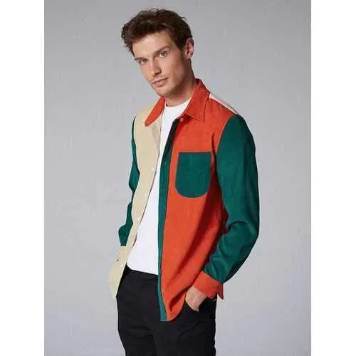 Mens Corduroy Hit Color Shirts