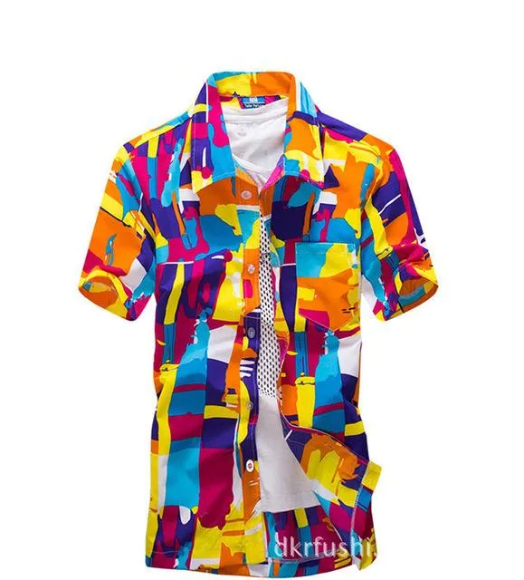 Mens Hawaiian Shirt Male Casual camisa masculina  Printed Beach Shirts Short Sleeve brand clothing Free Shipping Asian Size 5XL