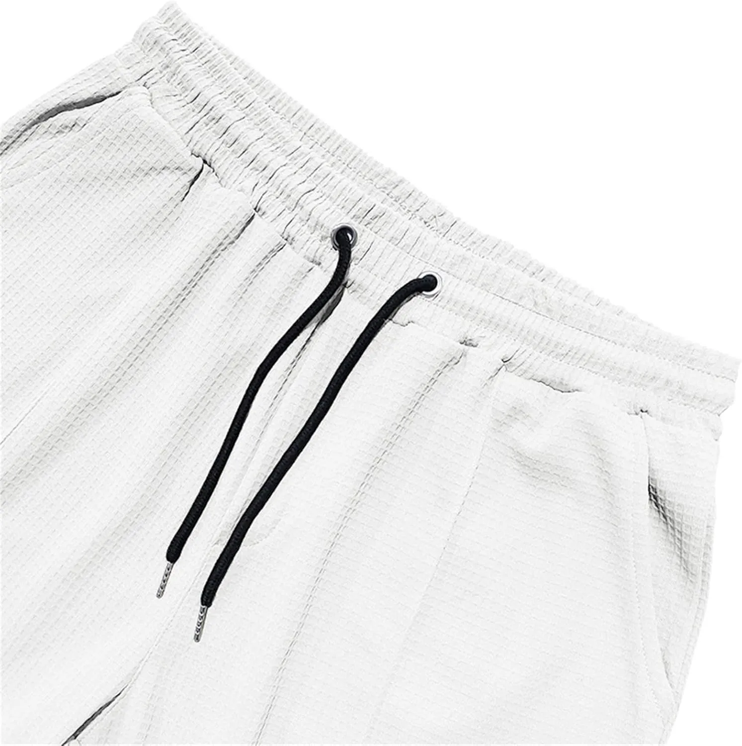Men's Jacquard Waffle Sweatpants Stretch Waist Drawstring Casual Business Jogging Pants Loose Tousers 2025 Summer