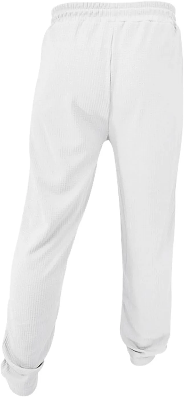Men's Jacquard Waffle Sweatpants Stretch Waist Drawstring Casual Business Jogging Pants Loose Tousers 2025 Summer