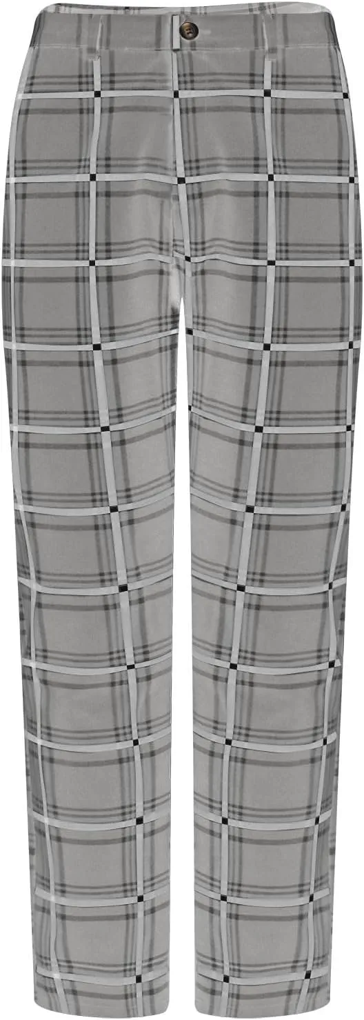 Mens Plaid Pants Skinny Dress Pants Stretch Slim Fit Business Casual Dress Chinos Pants for Men