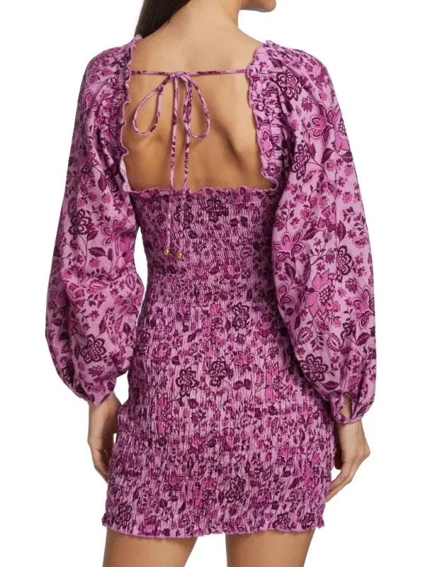 Mini dress smock it to me Free People Apricot combo