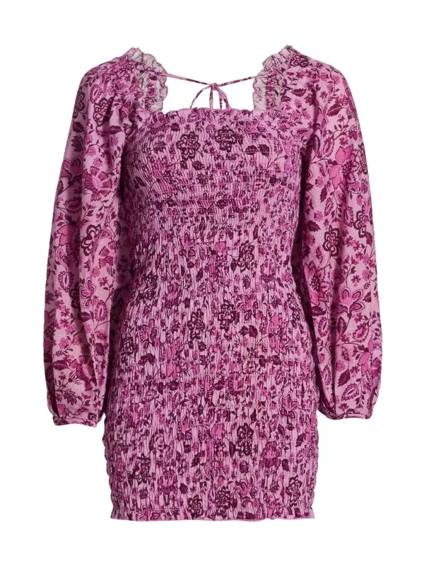 Mini dress smock it to me Free People Apricot combo