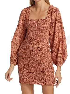 Mini dress smock it to me Free People Apricot combo