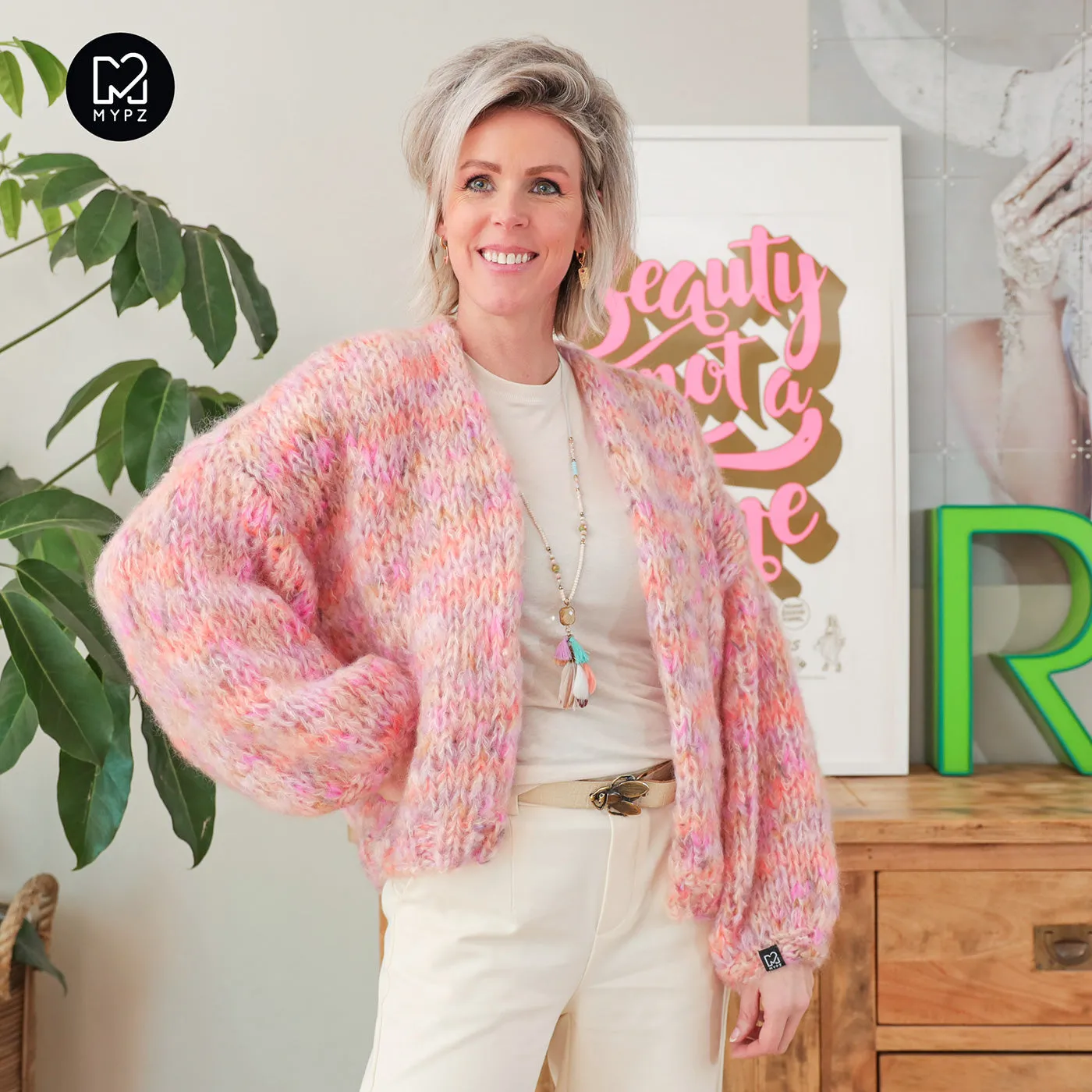 MYPZ Chunky Mohair Cardigan Soft Glow