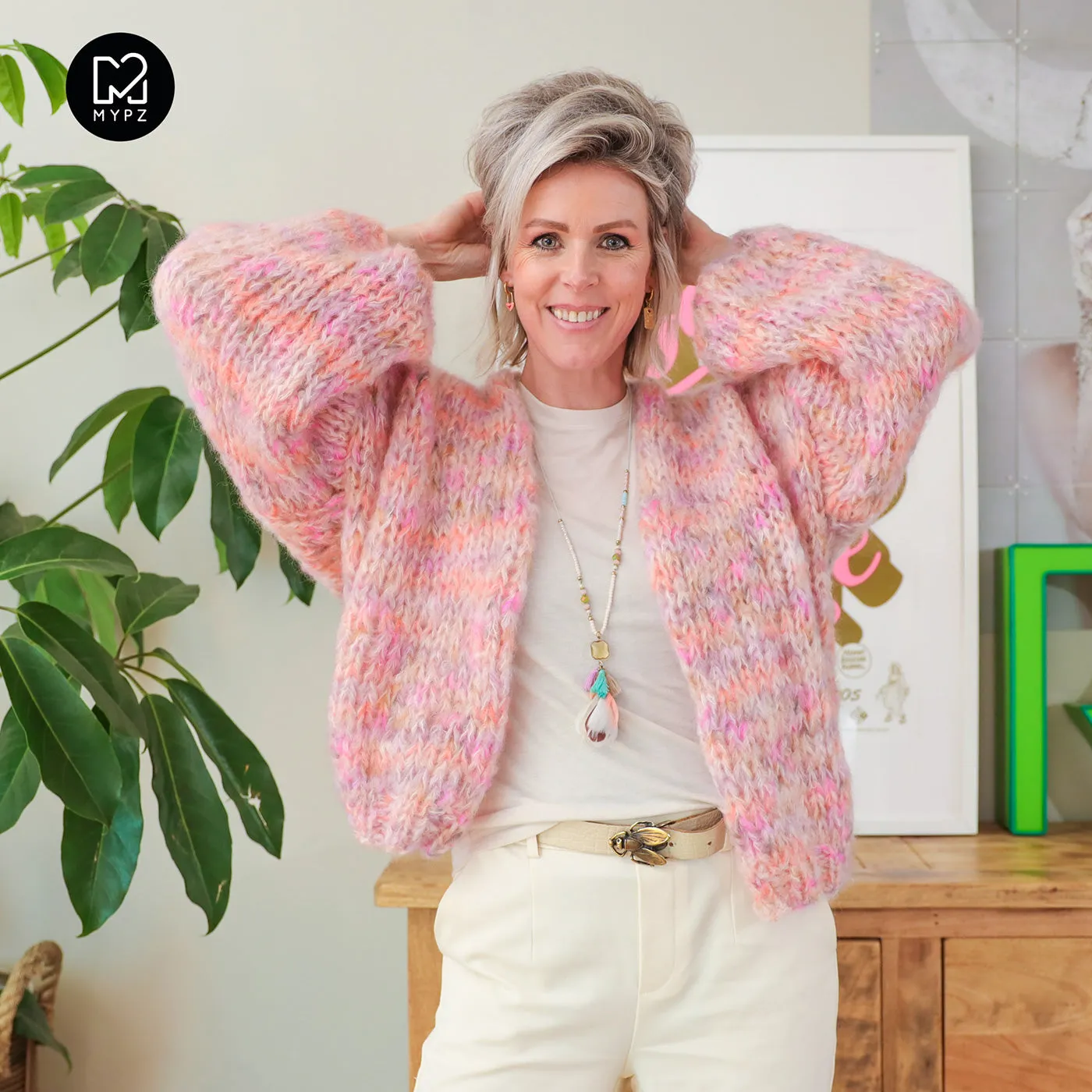 MYPZ Chunky Mohair Cardigan Soft Glow