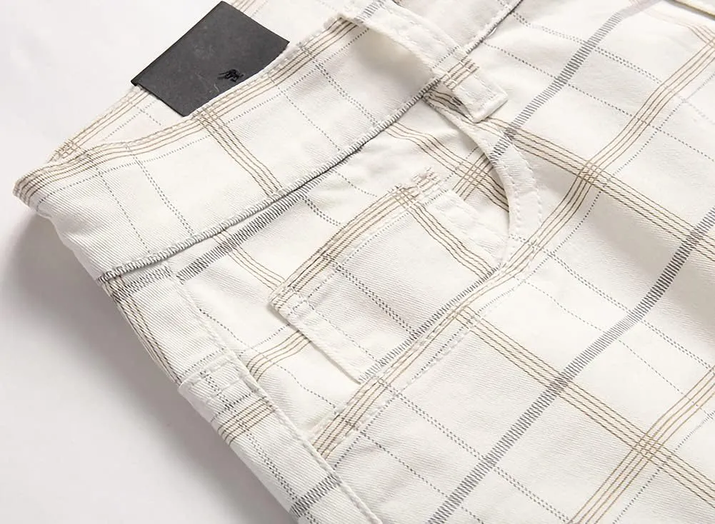 Mywinway Mens Casual Plaid Dress Pants: Stretch Skinny Busniss Slim Fit Chinos Pants