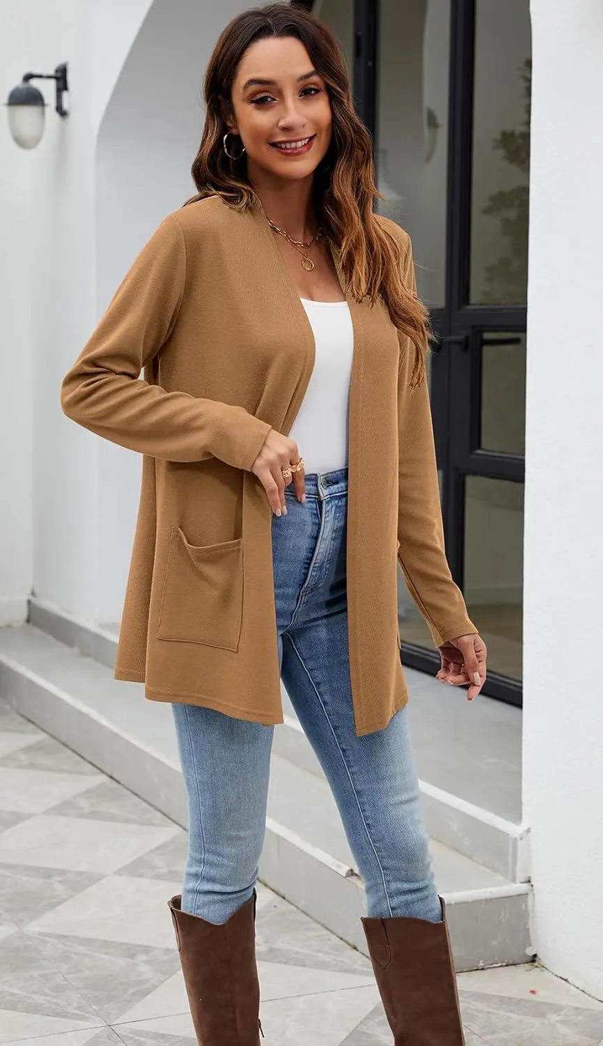 Newchoice Womens Lightweight Long Sleeve Cardigans with Pockets Casual Soft Open Front Sweater Cardigan Duster