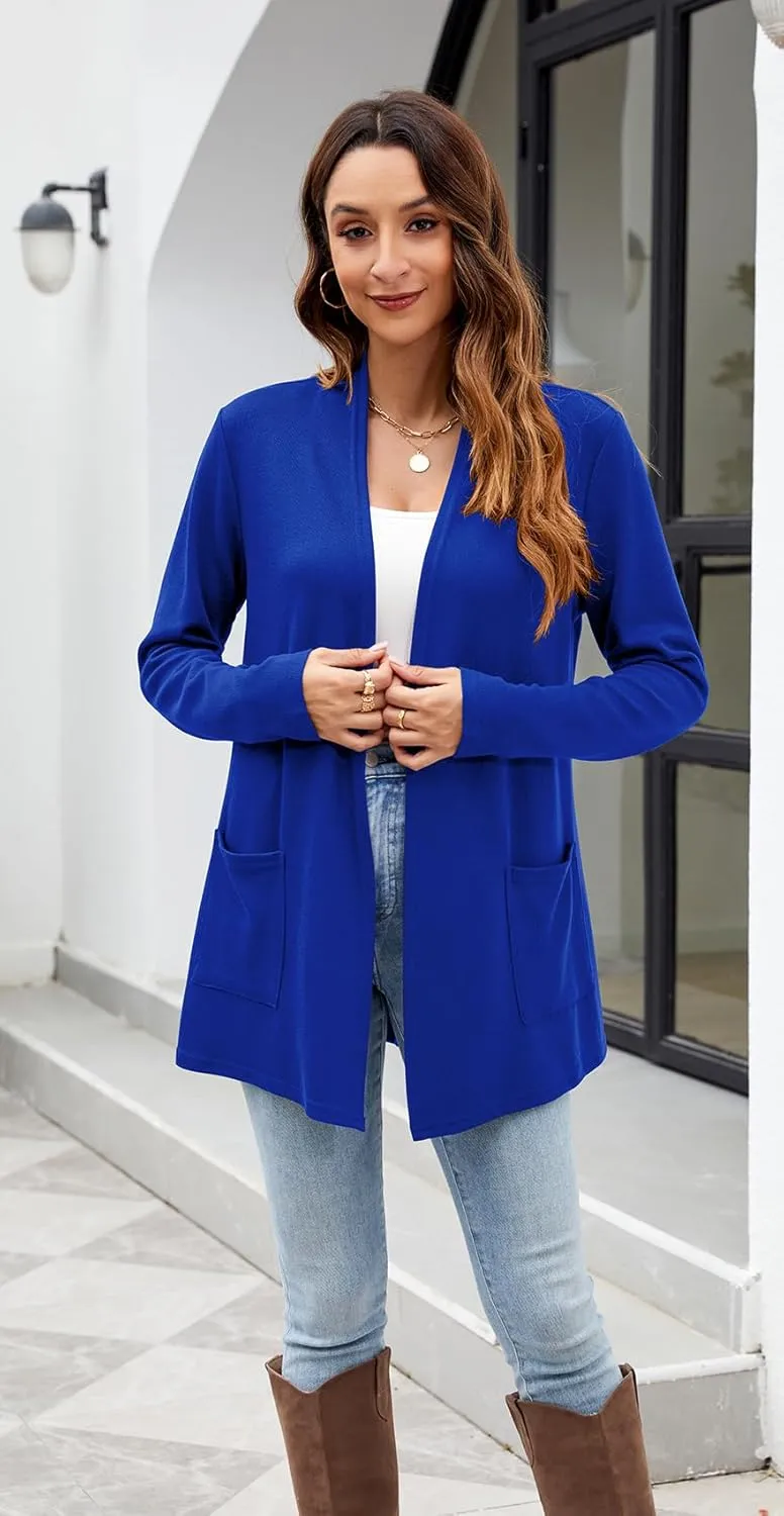 Newchoice Womens Lightweight Long Sleeve Cardigans with Pockets Casual Soft Open Front Sweater Cardigan Duster