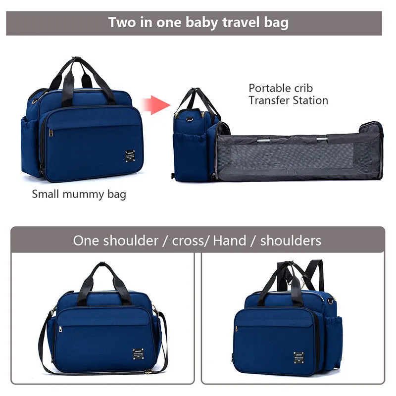 Portable 3 in 1 Baby Bed & Mommy Bag Foldable, Lightweight & Spacious