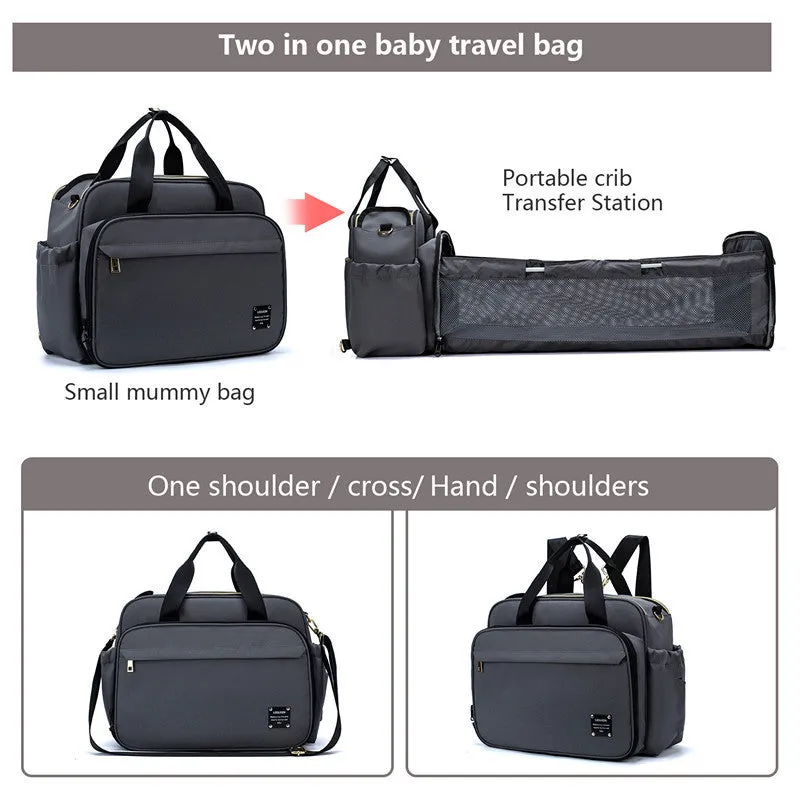 Portable 3 in 1 Baby Bed & Mommy Bag Foldable, Lightweight & Spacious