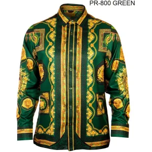PRESTIGE BUTTON DOWN GREEN PATTERNED SHIRT