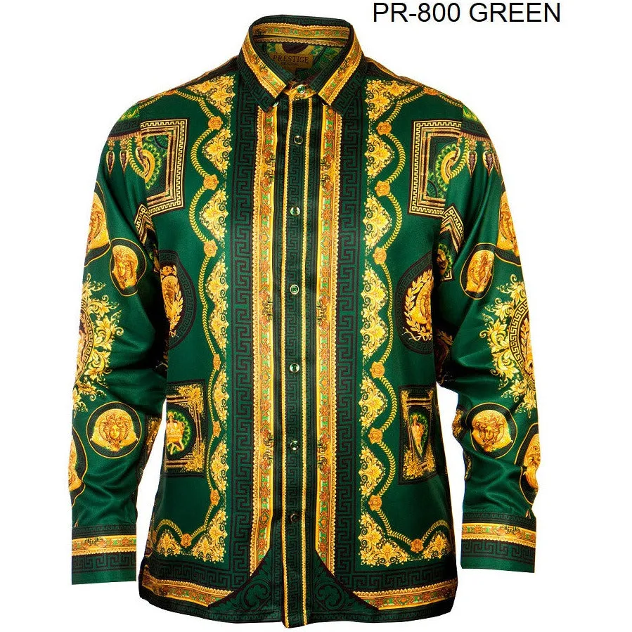 PRESTIGE BUTTON DOWN GREEN PATTERNED SHIRT