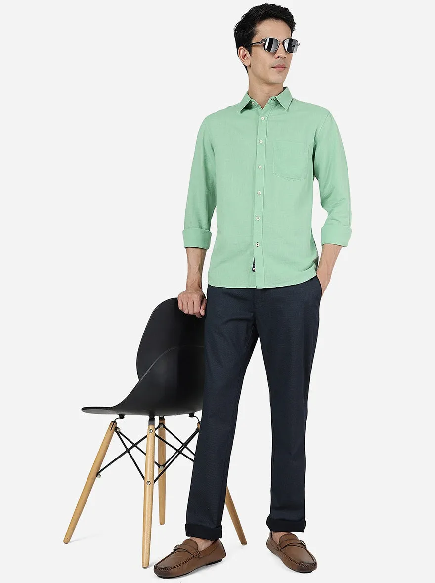Quite Green Solid Slim Fit Casual Shirt | Greenfibre