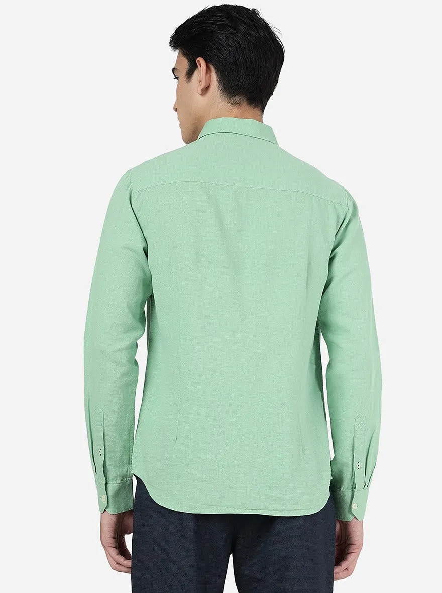 Quite Green Solid Slim Fit Casual Shirt | Greenfibre