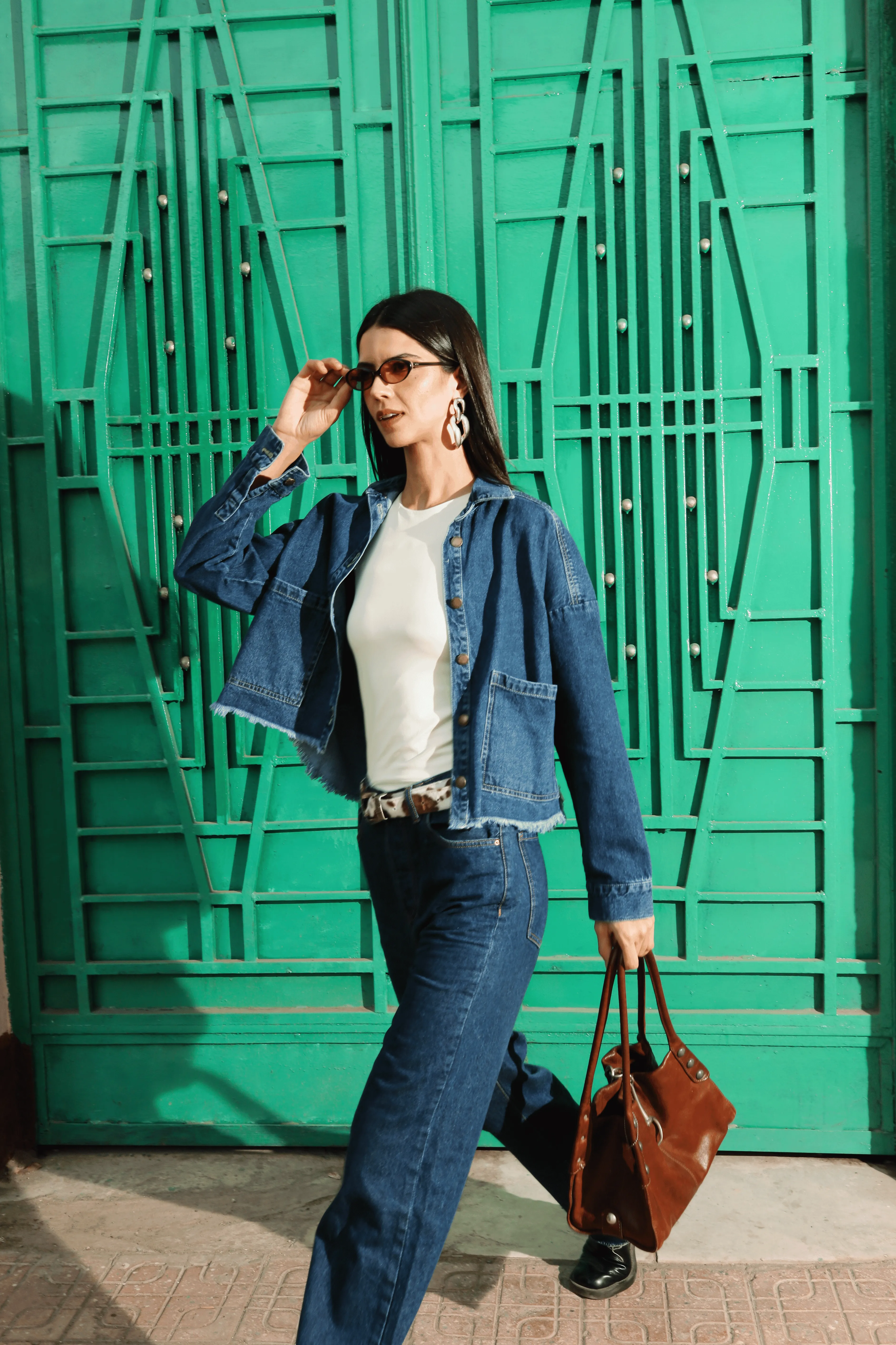 Raw-Hem Denim Jacket in Dark Blue