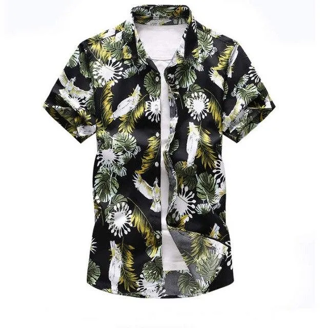 Shirt Men 2019 Summer New Short Sleeve Hawaiian Shirt Mens Casual Button Down Dress Shirts for Holiday Chemise 7XL
