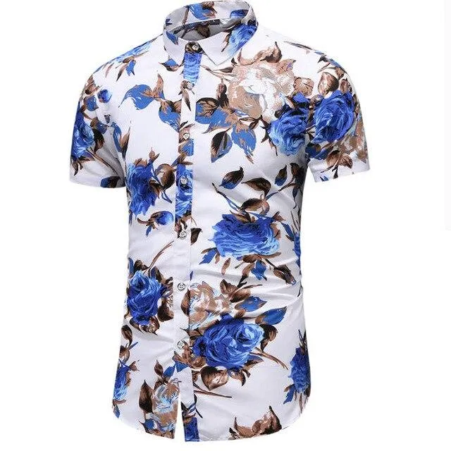 Shirt Men 2019 Summer New Short Sleeve Hawaiian Shirt Mens Casual Button Down Dress Shirts for Holiday Chemise 7XL