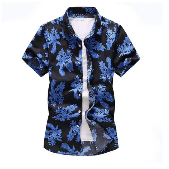 Shirt Men 2019 Summer New Short Sleeve Hawaiian Shirt Mens Casual Button Down Dress Shirts for Holiday Chemise 7XL