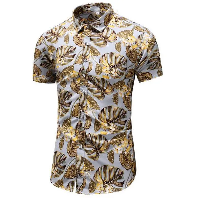 Shirt Men 2019 Summer New Short Sleeve Hawaiian Shirt Mens Casual Button Down Dress Shirts for Holiday Chemise 7XL