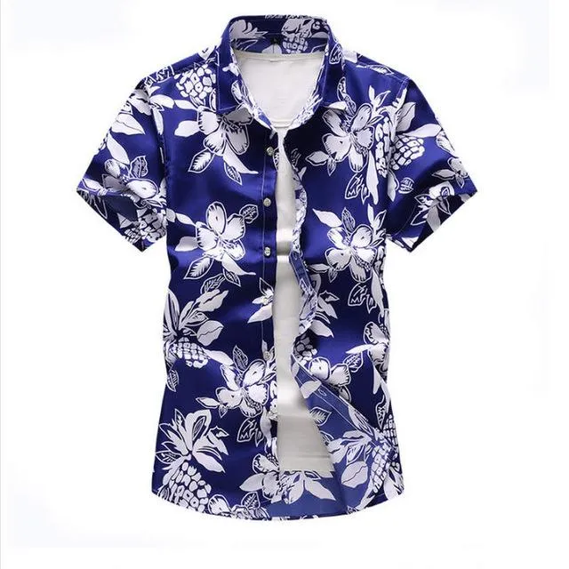 Shirt Men 2019 Summer New Short Sleeve Hawaiian Shirt Mens Casual Button Down Dress Shirts for Holiday Chemise 7XL