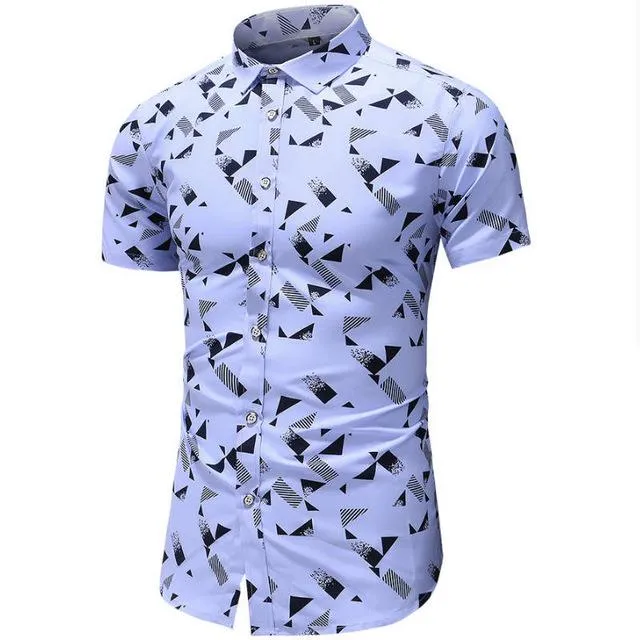 Shirt Men 2019 Summer New Short Sleeve Hawaiian Shirt Mens Casual Button Down Dress Shirts for Holiday Chemise 7XL
