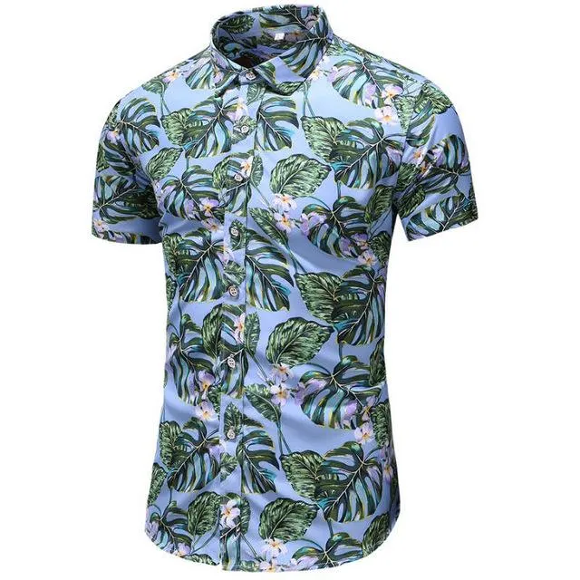 Shirt Men 2019 Summer New Short Sleeve Hawaiian Shirt Mens Casual Button Down Dress Shirts for Holiday Chemise 7XL