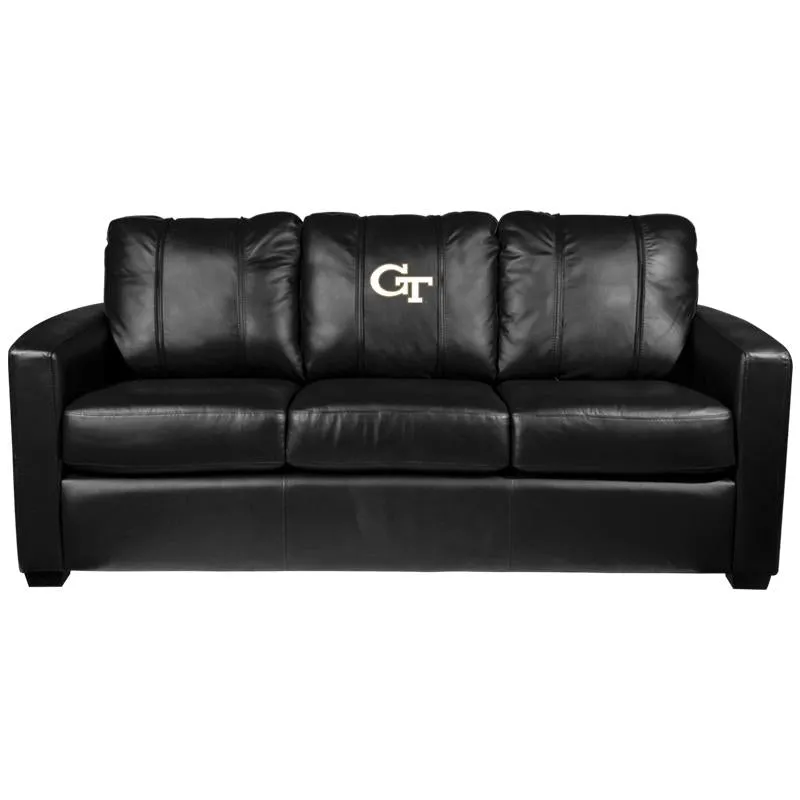 Silver Sofa with Georgia Tech Yellow Jackets Logo