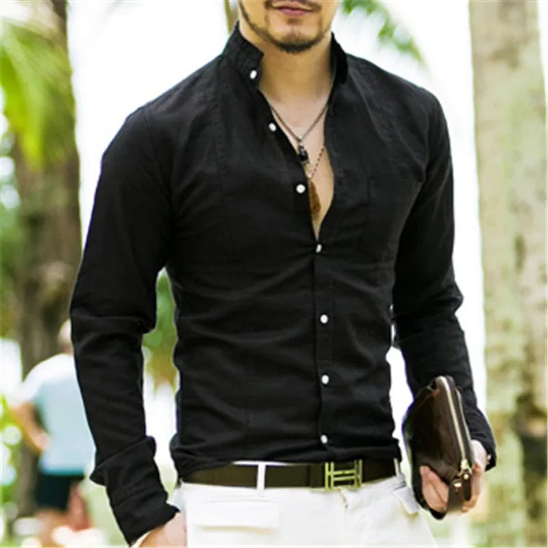 Spring Casual Linen Long Sleeve Shirt #S285